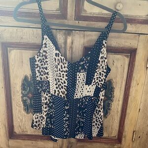 CAbi Black and Cream Patterned Camisole